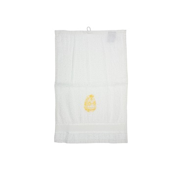Prosop brodat, Alb, 30x50 cm, 100% bumbac, Buticcochet, cu motive de Paste, Ou galben - PROS203 Prosop brodat, Alb, 30x50 cm, 100% bumbac, Buticcochet, cu motive de Paste, Ou galben - PROS203