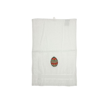 Prosop brodat, Alb, 30x50 cm, 100% bumbac, Buticcochet, cu motive de Paste, Ou colorat - PROS211 Prosop brodat, Alb, 30x50 cm, 100% bumbac, Buticcochet, cu motive de Paste, Ou colorat - PROS211