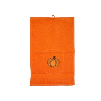 Prosop brodat, Portocaliu, 30x50 cm, 100% bumbac, Buticcochet, cu Dovlecel - PROS234 Prosop brodat, Portocaliu, 30x50 cm, 100% bumbac, Buticcochet, cu Dovlecel - PROS234