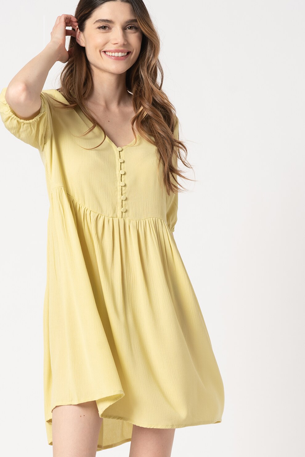 ICHI, Rochie mini vaporoasa Marrakech, Verde fistic