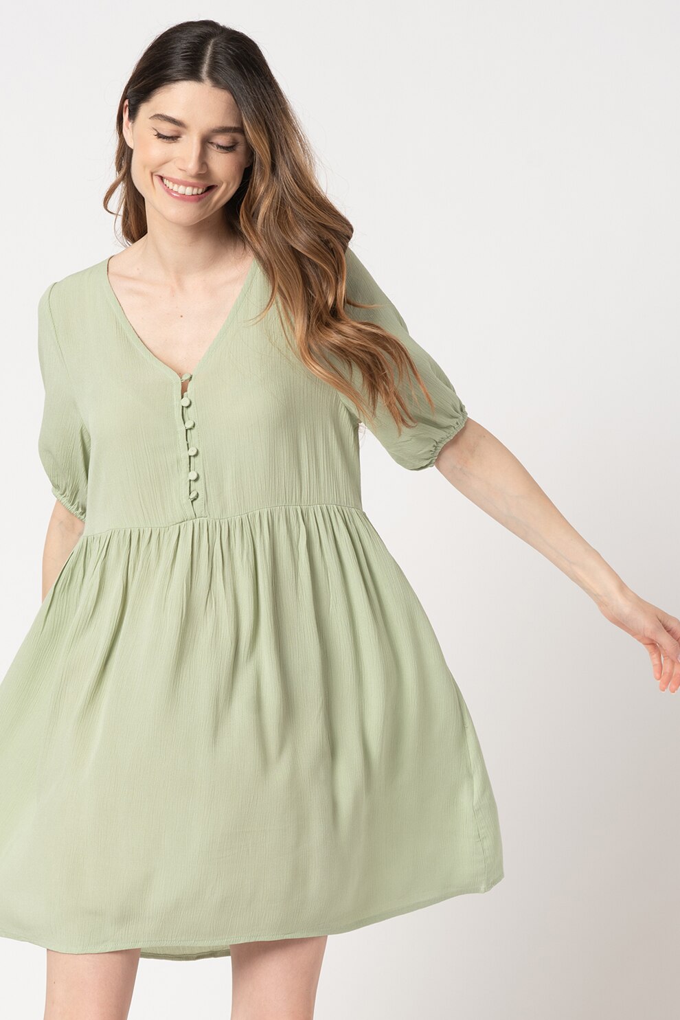 ICHI, Rochie mini vaporoasa Marrakech, Verde menta