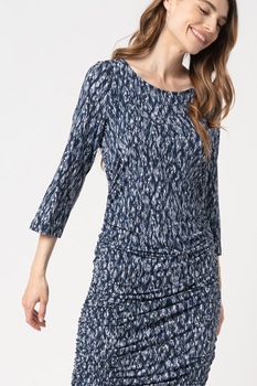 ICHI, Rochie cu model si maneci 3/4 Lisa, Bleumarin ICHI, Rochie cu model si maneci 3/4 Lisa, Bleumarin