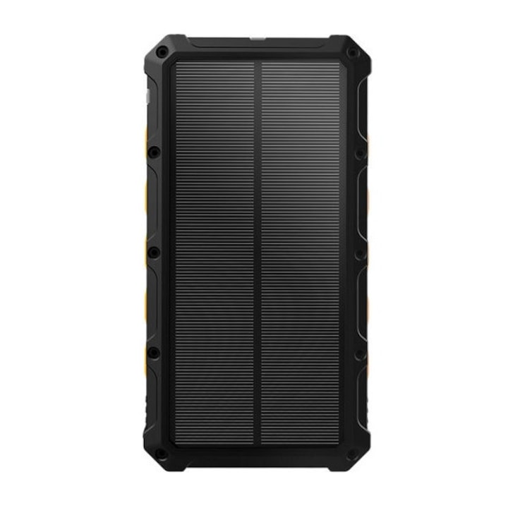 Външна соларна захранваща батерия, Visoli® VBS-40000 със слънчево зареждане, Led фенерче с SOS функция, 40000 mAh, безжично зареждане, водоустойчивост, прах