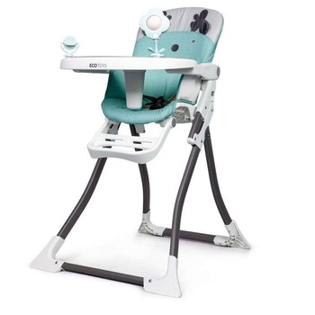 Scaun inalt cu tava 2in1, Ecotoys, fix, cu design Reni, lemn, verde menta, + 6 luni Scaun inalt cu tava 2in1, Ecotoys, fix, cu design Reni, lemn, verde menta, + 6 luni