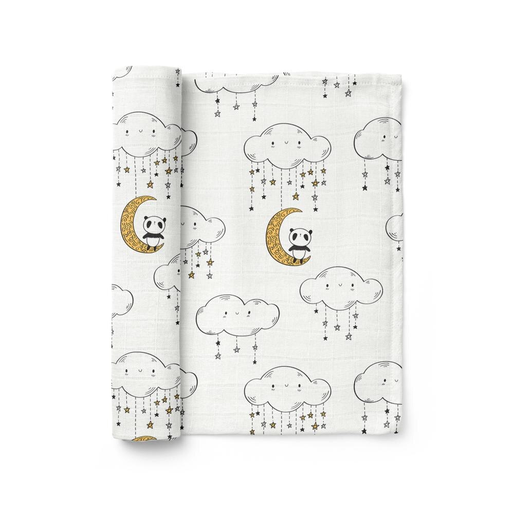 Paturica din muselina, 6 in 1, 0-5 ani, 120x120 cm, Bebeke Sweet Dreams, Panda Dream