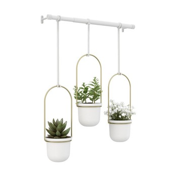Set 3 ghivece suspendabile Triflora alb/auriu Umbra - 323444 Set 3 ghivece suspendabile Triflora alb/auriu Umbra - 323444