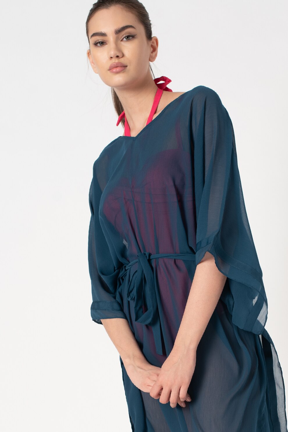 Triumph, Caftan vaporos Botanical Leaf, Albastru petrol, S