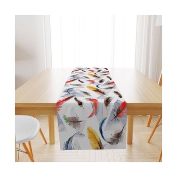 Fata de masa din poliester, Hamam, Tisho Pera, Imprimeu cu pene, 40 x 130 cm, Multicolor Fata de masa din poliester, Hamam, Tisho Pera, Imprimeu cu pene, 40 x 130 cm, Multicolor