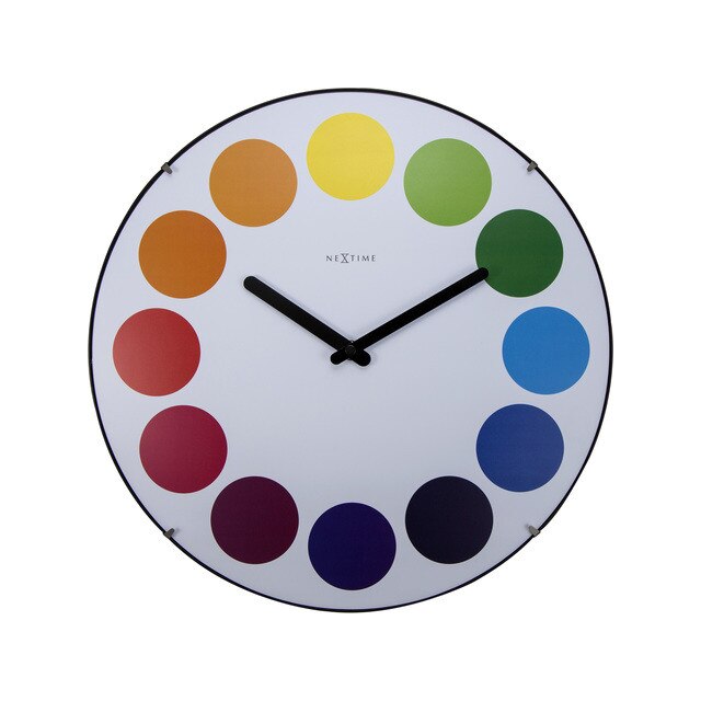 Ceas de perete, Nextime, din lemn, Multicolor, 50 cm