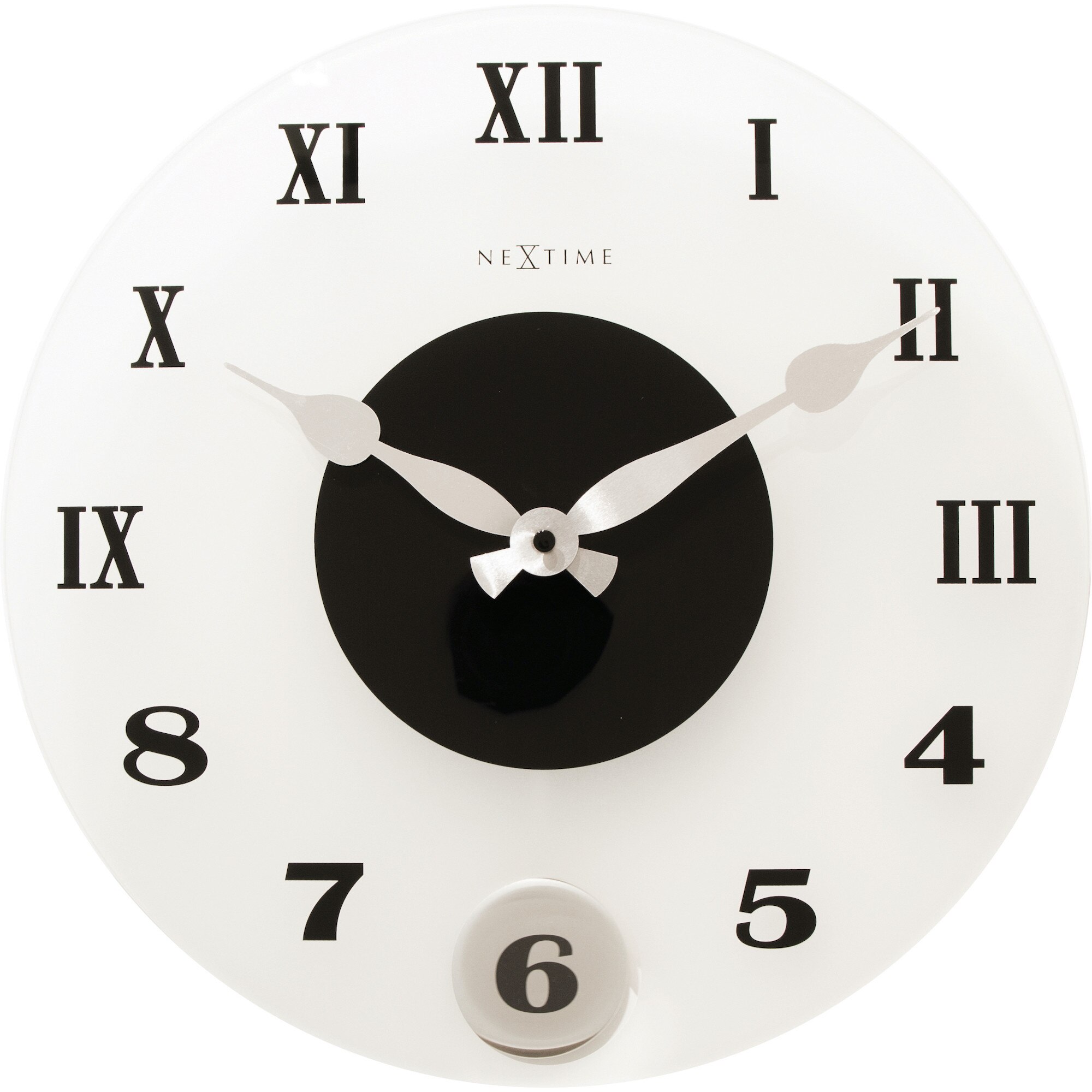 Ceas de perete, NeXtime, 39.5 cm, plastic, Alb/Negru