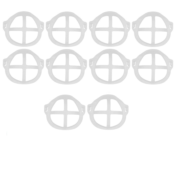 Set 10 suporturi masca, 10.6 x 8.6 x 4.06 cm, PE, Alb