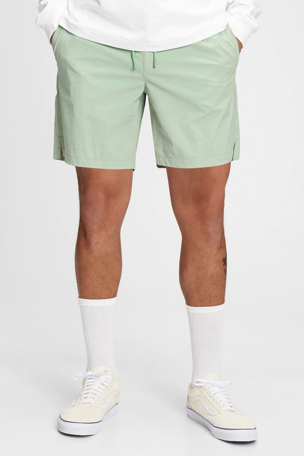 GAP, Pantaloni scurti de baie cu snur in talie, Verde sparanghel