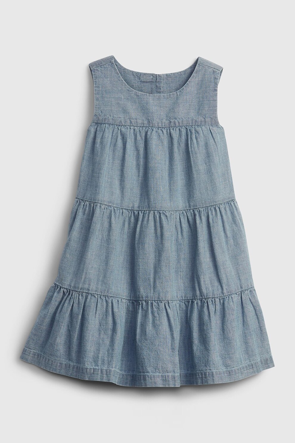 GAP, Rochie de bumbac cu model stratificat, fara maneci, Albastru prafuit
