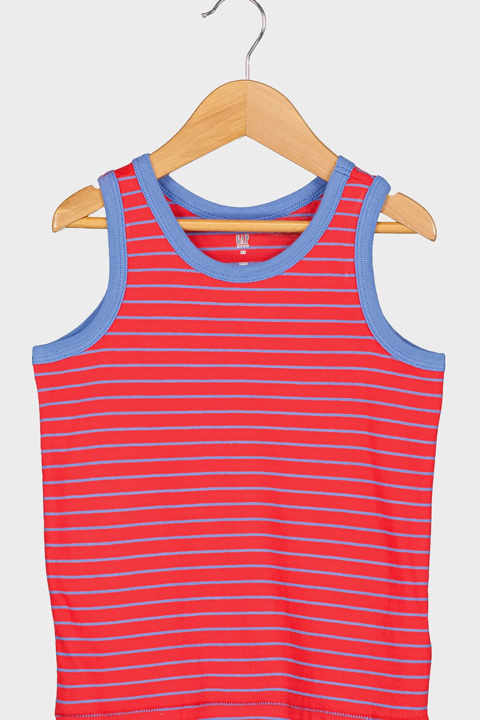 GAP, Top cu decolteu rotund si dungi, Rosu/Albastru
