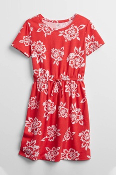 GAP, Rochie-tricou de bumbac cu talie ajustabila, Rosu/Alb, 120 CM GAP, Rochie-tricou de bumbac cu talie ajustabila, Rosu/Alb, 120 CM