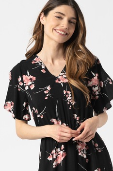 b.young, Rochie cu imprimeu si decolteu in V Joella, Negru/Roz/Alb b.young, Rochie cu imprimeu si decolteu in V Joella, Negru/Roz/Alb