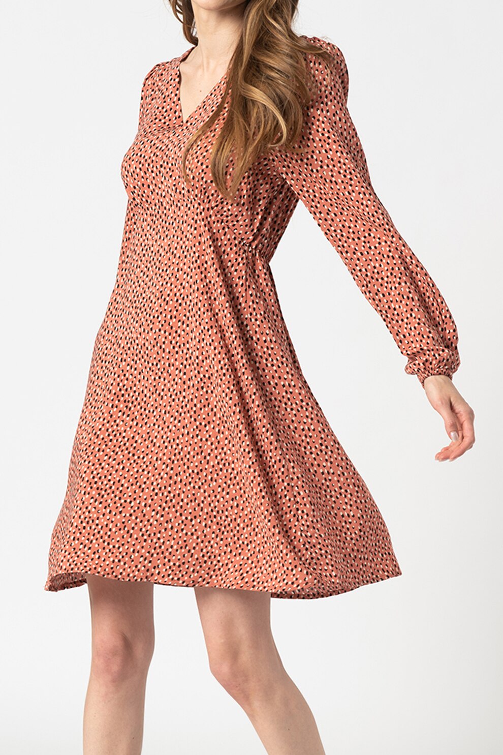 b.young, Rochie midi cu imprimeu Joella, Rosu caramiziu/negru/alb