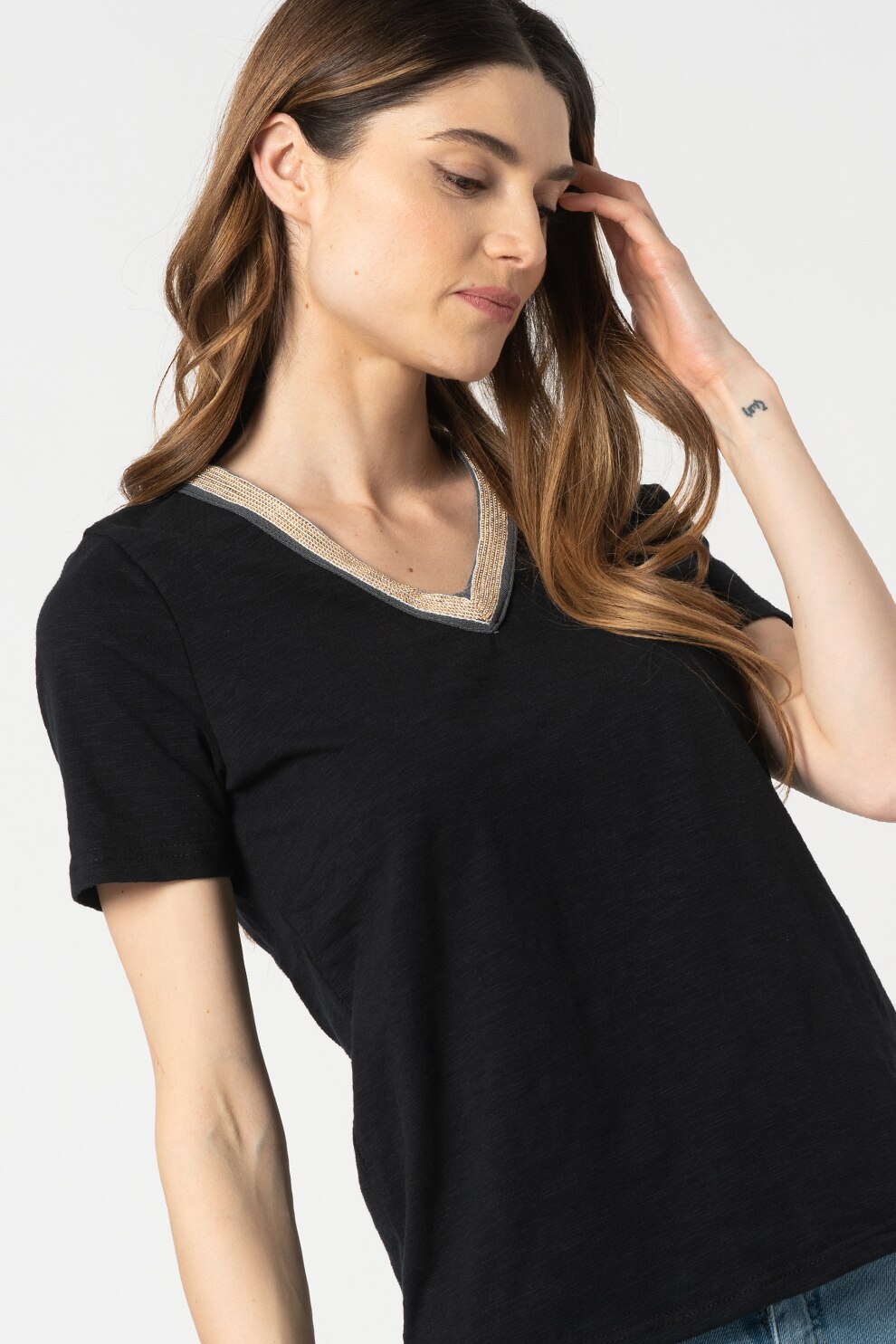 b.young, Tricou cu detalii stralucitoare Tella, Negru/Auriu