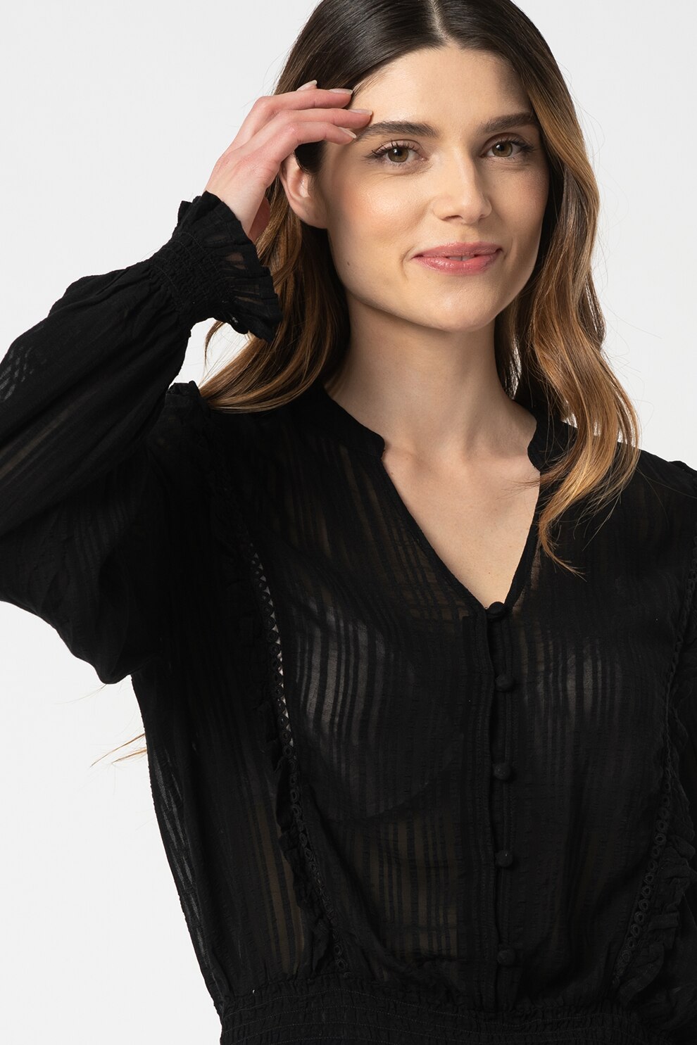 b.young, Bluza cu dungi si terminatie elastica Felicia, Negru