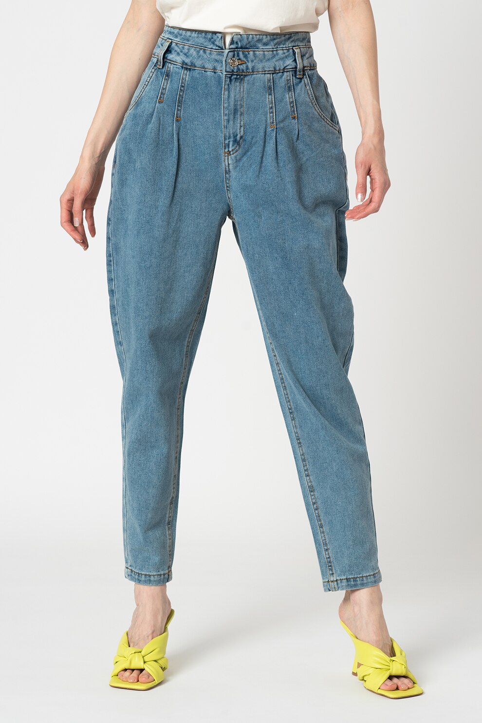 b.young, Blugi conici cu talie inalta Kato, Albastru deschis