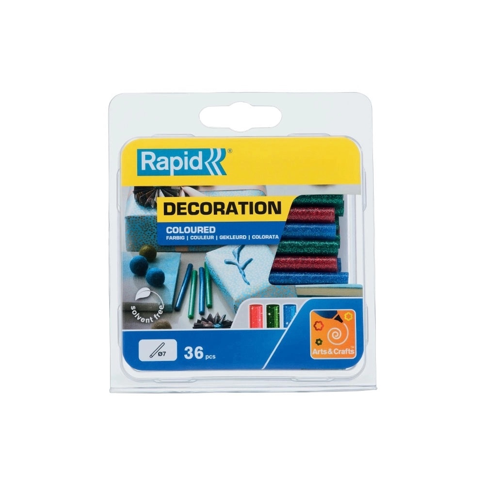 Baton silicon cu sclipici Rapid (verde, rosu, albastru), Universal, Ø7mm x 90mm, baza EVA, 36 buc/blister 5001424