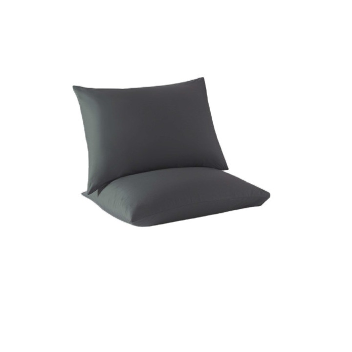 Set 2 huse pentru perna, bumbac natural 100%, culoare gri, dimensiune 70/70