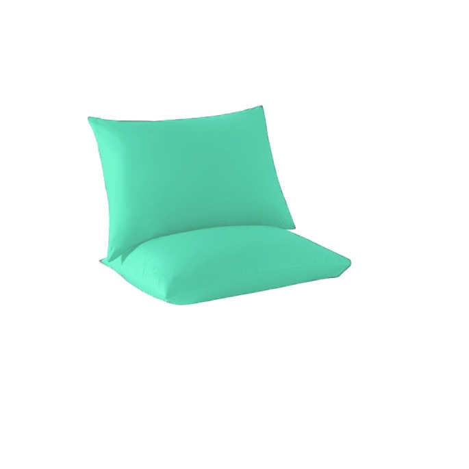 Set 2 huse pentru perna, bumbac natural 100%, culoare verde ou de rata, turcoaz, dimensiune 70/70