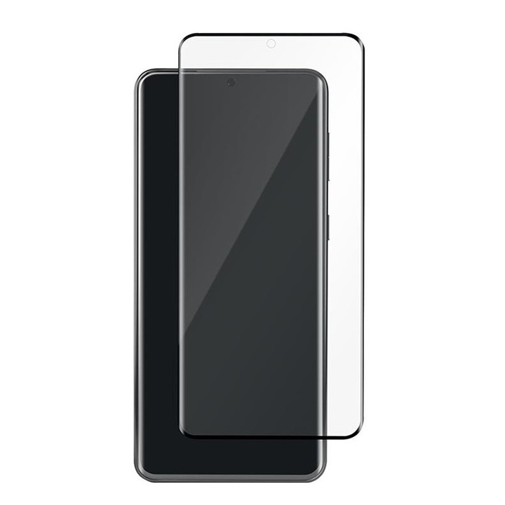 3d стъклен протектор за екран Full Cover Ultra Sonic Cellara, съвместим със Samsung Galaxy S21 Ultra - черен