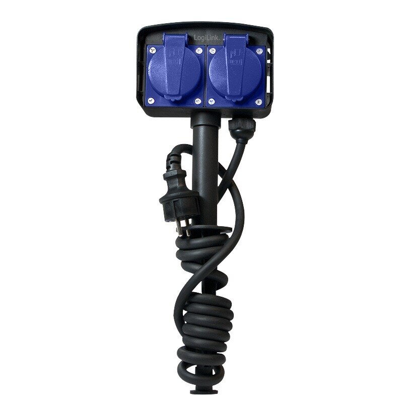 Prelungitor Logilink LPS214, 2 prize Schuko, conectare Schuko tata cablu 2 m, 16 A, fara protectie, exterior, Negru