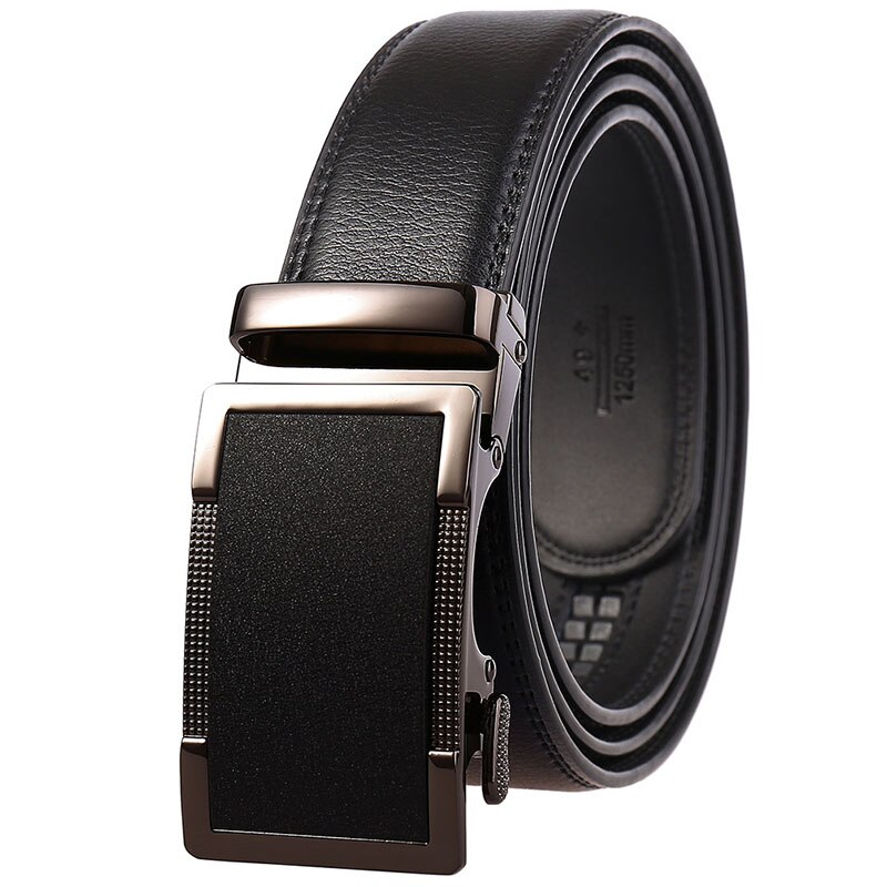 Curea barbati cu inchidere automata, piele naturala, negru, M3N, 135cm