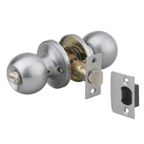 Broasca tubulara usa exterior, manere sferice, cilindru cu 3 chei, ax 70 mm, crom mat