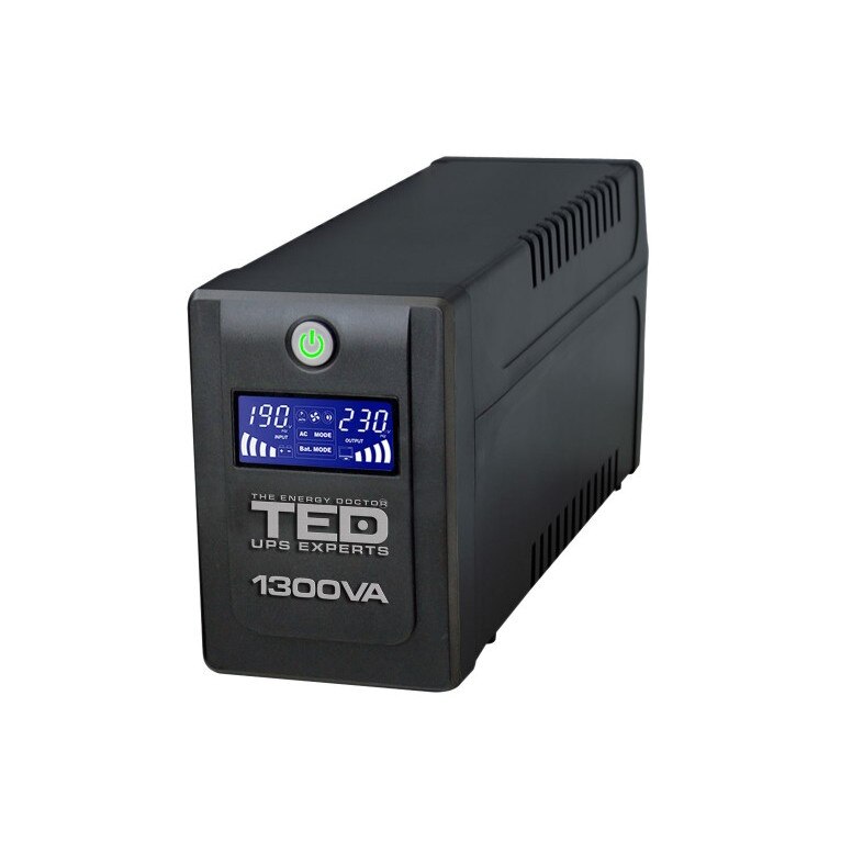 UPS TED Electric 1300VA / 750W Line Interactive cu 4 iesiri schuko si display LCD TED-1300