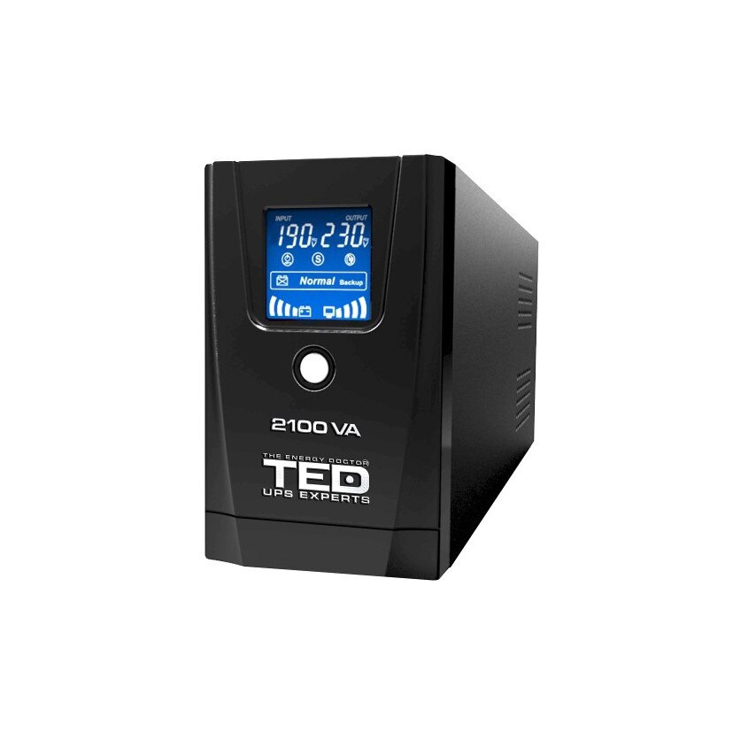 UPS TED Electric 2100VA / 1200W Line Interactive cu 2 iesiri schuko si display LCD TED-2100
