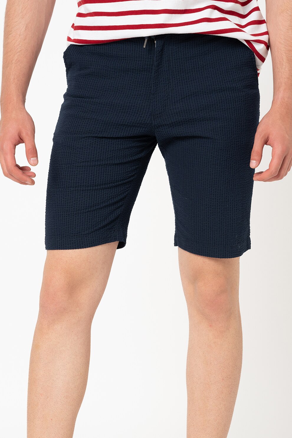 !Solid, Pantaloni scurti cu aspect texturat Joy, Bleumarin