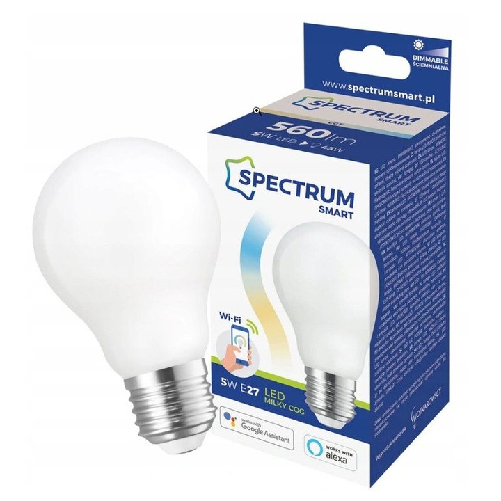 Bec LED WiFi Spectrum SMART CCT 5W E27 dimabil