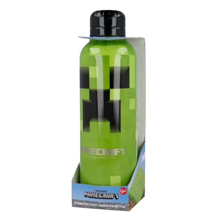 Rozsdamentes acél hőpalack Minecraft, 515 ml, Zöld