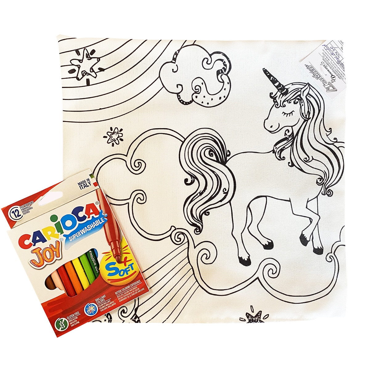 Set husa perna de colorat Unicorn 2 cu carioca superwashable, Dekoratex, 40 x 40 cm