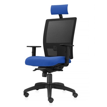 Scaun ergonomic de birou TRAFFIC CHAIRS SMART, tapiterie textil ALBASTRU, spatar reglabil pe inaltime cu mesh Negru, tetiera reglabila, mecanism multiblock, brate reglabile Scaun ergonomic de birou TRAFFIC CHAIRS SMART, tapiterie textil ALBASTRU, spatar reglabil pe inaltime cu mesh Negru, tetiera reglabila, mecanism multiblock, brate reglabile