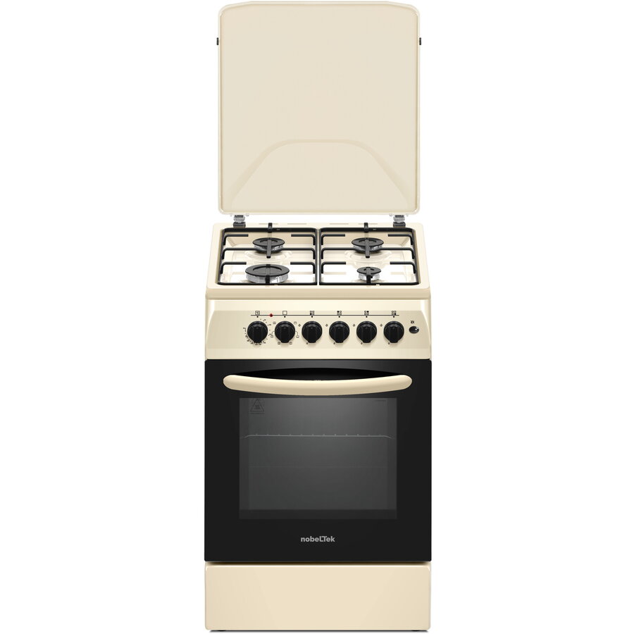 Aragaz NobelTek NLT 5604B/E1, Plita gaz, Cuptor electric, Ventilator, Aprindere electrica, Iluminare cuptor, Bej