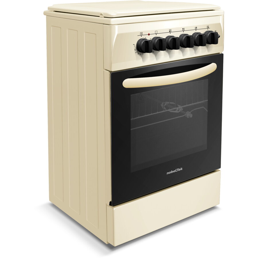 Aragaz NobelTek NLT 5604B/E1, Plita gaz, Cuptor electric, Ventilator, Aprindere electrica, Iluminare cuptor, Bej