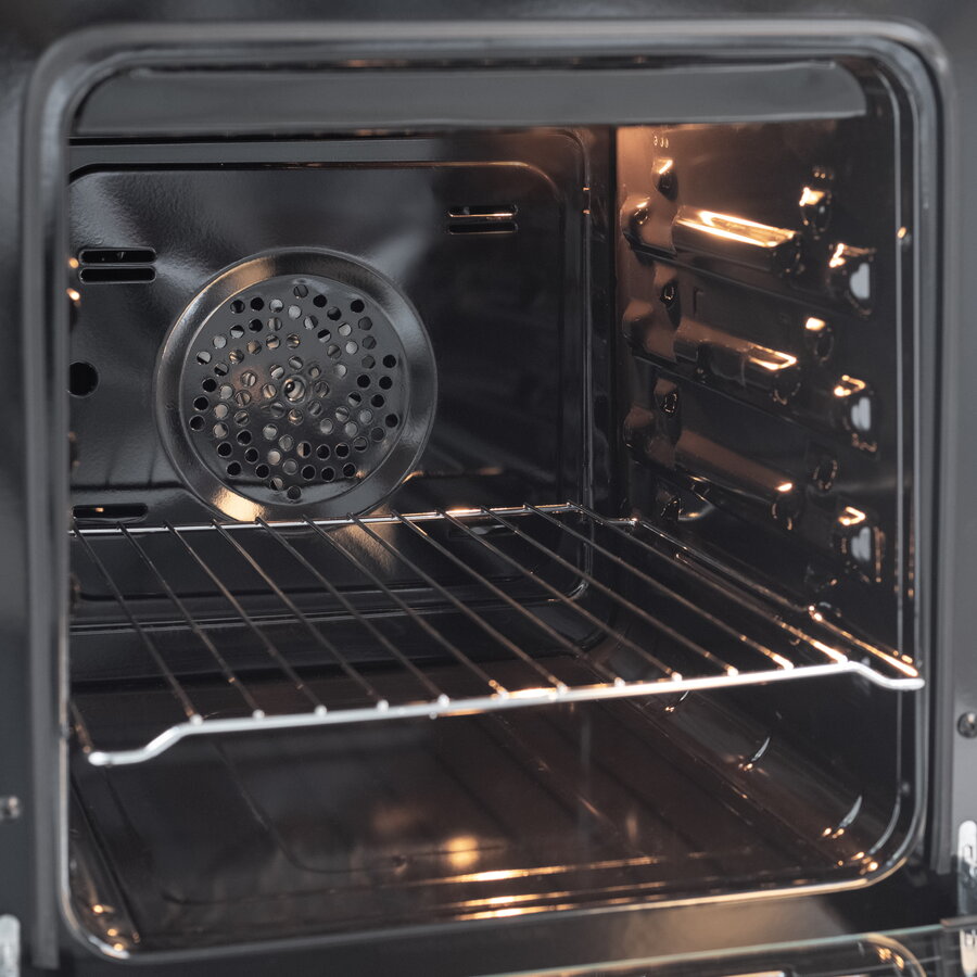Aragaz NobelTek NLT 5604N/E1, Plita gaz, Cuptor electric, Ventilator, Aprindere electrica, Iluminare cuptor, Negru