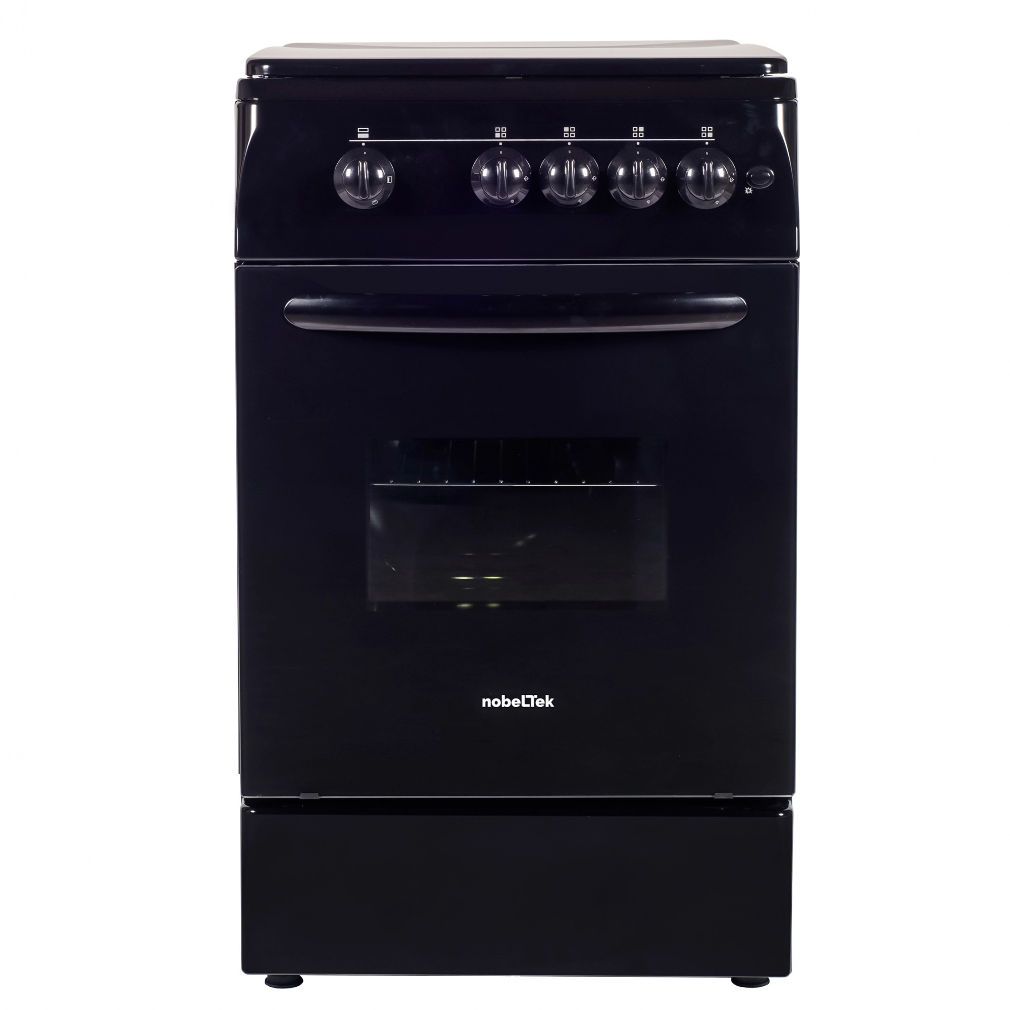 Aragaz NobelTek NLT 5602N/G1, Gaz, 4 arzatoare, Dispozitiv siguranta plita si cuptor, Aprindere electrica, 50 x 60 cm, Negru