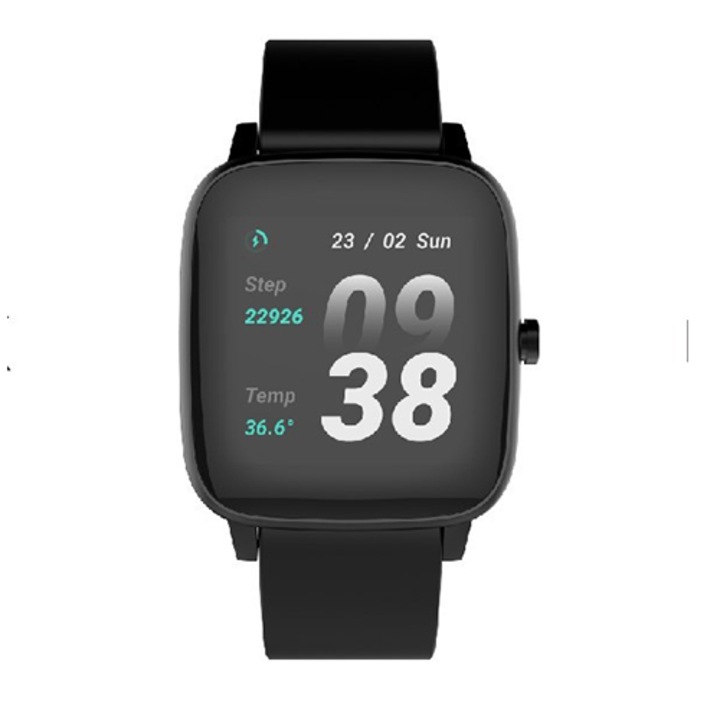 Смарт часовник Vivax Watch LIFE FIT, Черен, Връзка със смарт телефон, Водоустойчив, Пулс, Температура, Спортен режим