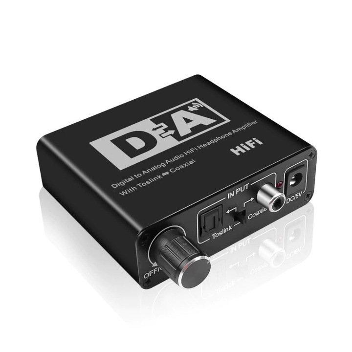 Digitális-analóg audio konverter D&A DAC, 192kHz, 24bit, fekete, DAC