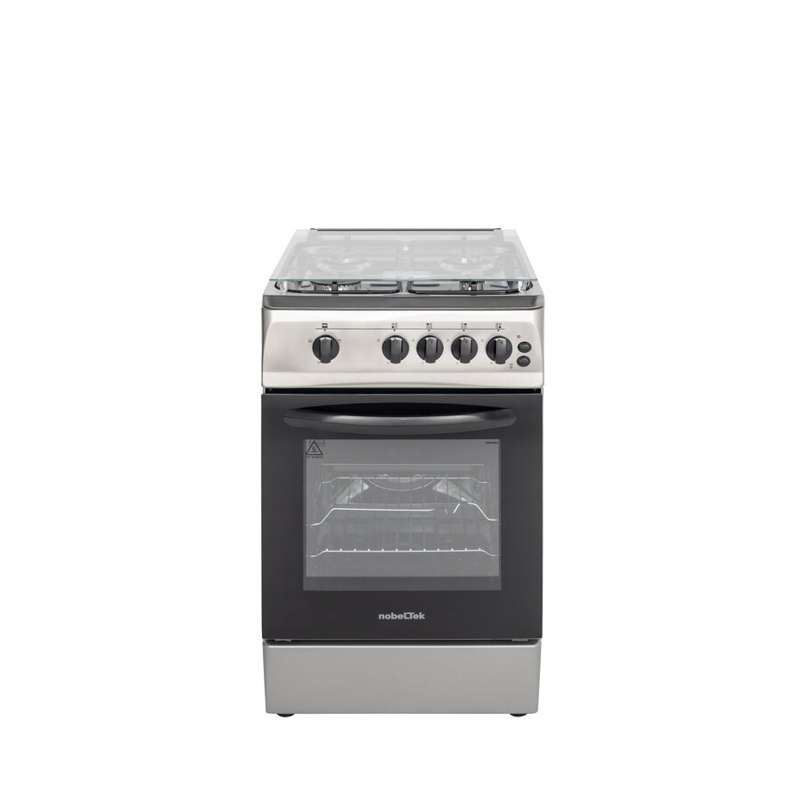 Aragaz NobelTek NLT 5603IX/G1, Gaz, Grill, Rotisor, Aprindere electrica, Iluminare cuptor, 50 x 60 cm, Silver