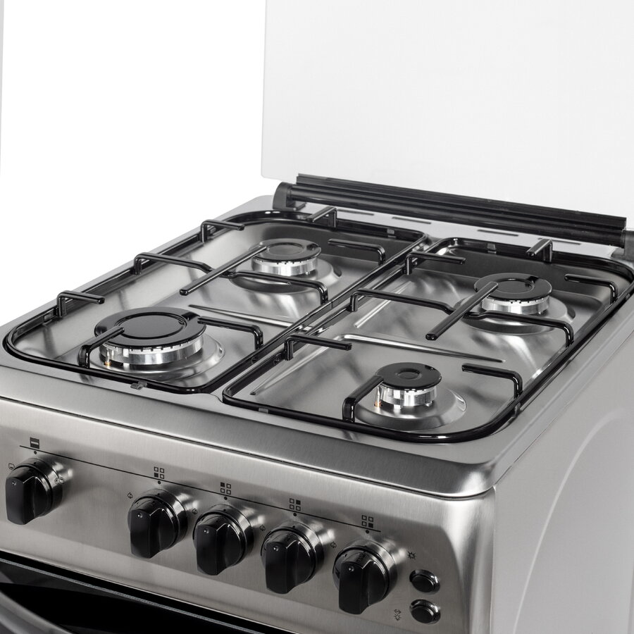 Aragaz NobelTek NLT 5603IX/G1, Gaz, Grill, Rotisor, Aprindere electrica, Iluminare cuptor, 50 x 60 cm, Silver
