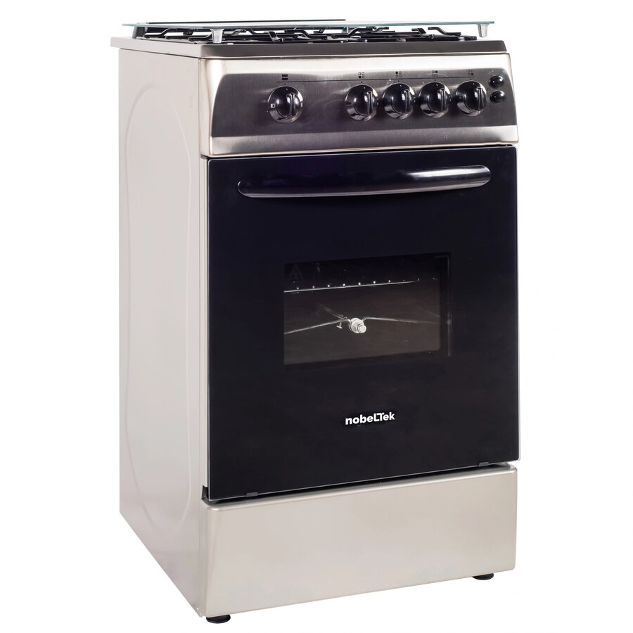 Aragaz NobelTek NLT 5603IX/G1, Gaz, Grill, Rotisor, Aprindere electrica, Iluminare cuptor, 50 x 60 cm, Silver
