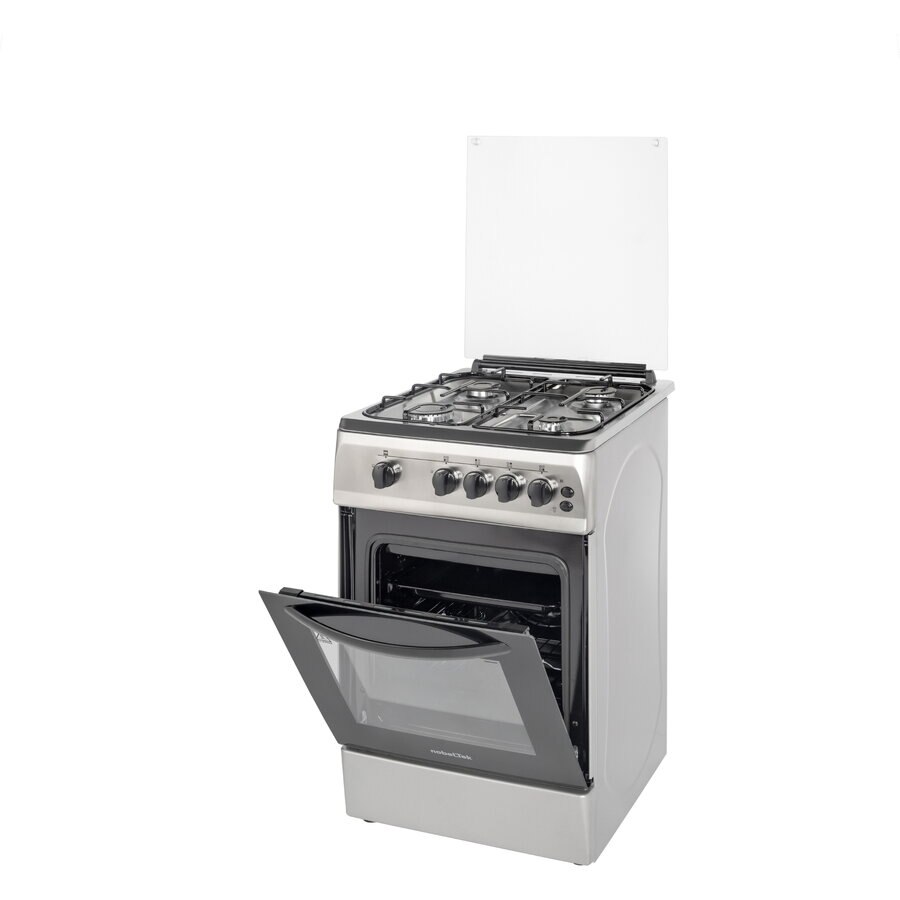 Aragaz NobelTek NLT 5603IX/G1, Gaz, Grill, Rotisor, Aprindere electrica, Iluminare cuptor, 50 x 60 cm, Silver