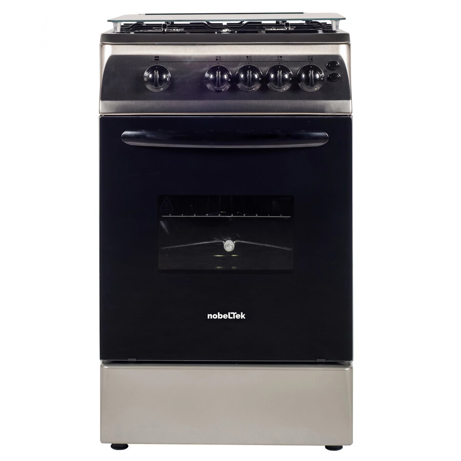Aragaz NobelTek NLT 5603IX/G1, Gaz, Grill, Rotisor, Aprindere electrica, Iluminare cuptor, 50 x 60 cm, Silver