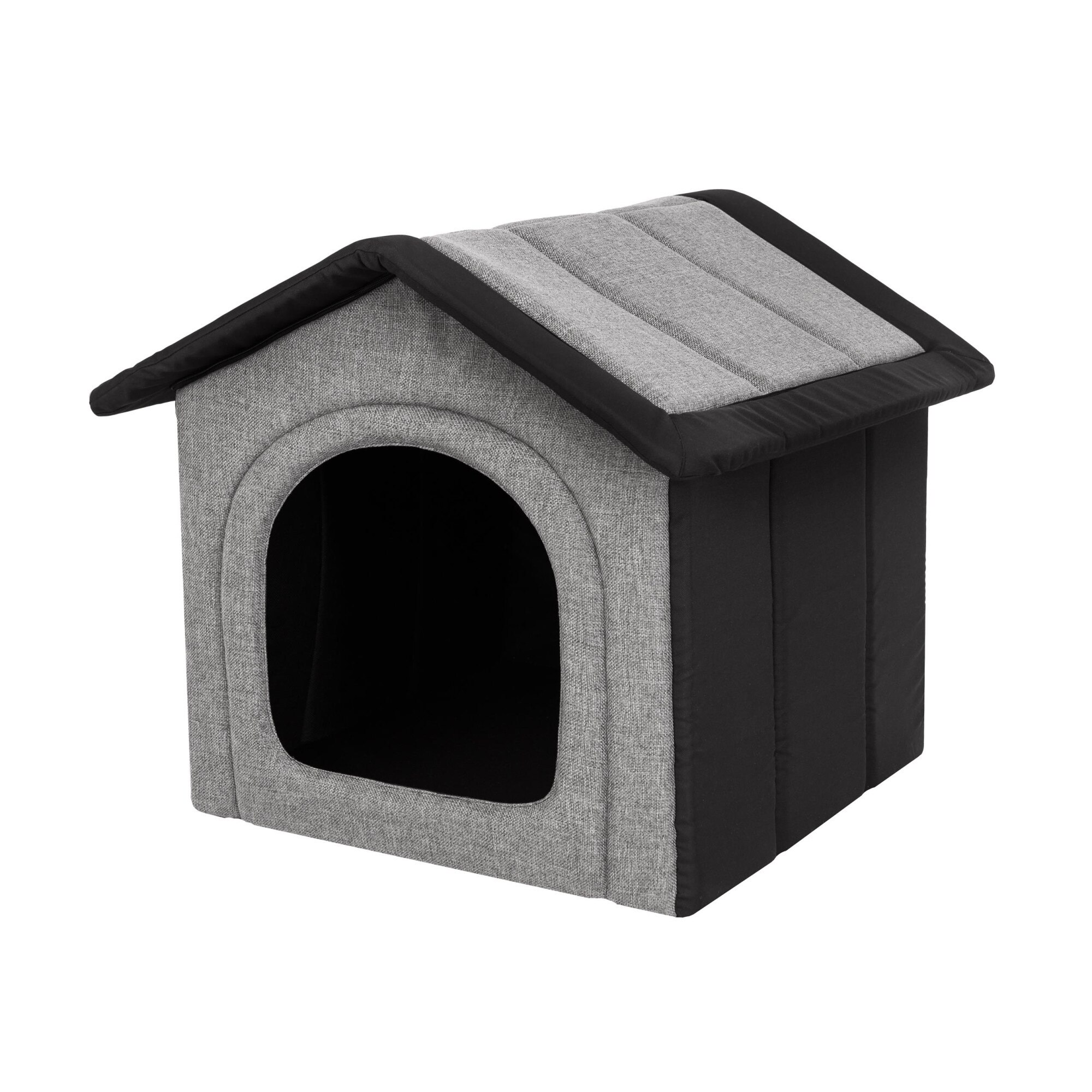 Casuta pentru animale de companie, HobbyDog Inarii, Deschis gri, negru, 60x55x60 cm